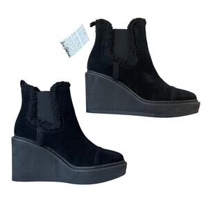 Sam Edelman 7 Reagan Wedge Booties | NWT, Suede Leather, Weatherproof $180